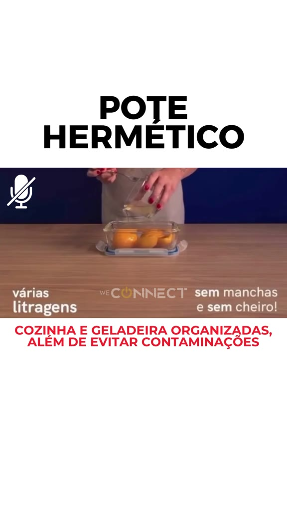 Kit Pote de Vidro Hermético Retangular 10 / 5 Unid Travas Marmita Fit Microondas Mantimentos