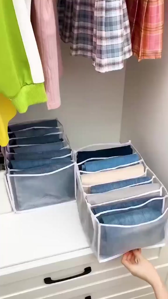 Kit 5 Organizador De Gavetas De Jeans Dobráveis/Roupas De Compartimento De Malha Economia De Espaço Em Casa