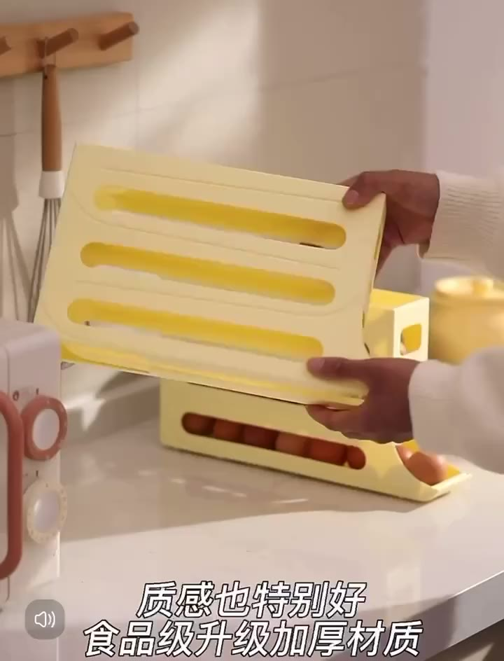 Organizador Porta Ovos Suporte 4 Andares Rolante Para 30 Ovos Dispenser Armazena e organizador de Geladeira
