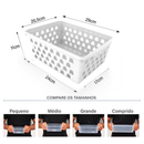 Kit com 10 Cestos Organizadores Multiuso Transparente 21,5x17x7,5cm Grande
