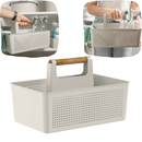 Cesto Organizador Multiuso 8L Flow Com Alça Bambu Lavanderia Limpeza Armário Cozinha Plástico