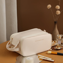 Bolsa Cosmética Grande Capacidade com Abertura em U em Couro PU para Viagem