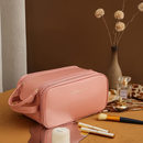 Bolsa Cosmética Grande Capacidade com Abertura em U em Couro PU para Viagem
