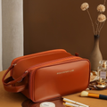 Bolsa Cosmética Grande Capacidade com Abertura em U em Couro PU para Viagem