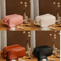 Bolsa Cosmética Grande Capacidade com Abertura em U em Couro PU para Viagem