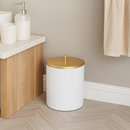 Kit Lixeira Branco e Dourado 5 Litros + Porta Toalhas de Bancada Dourado Luxo - Arthi