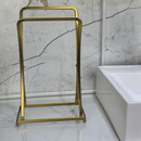 Kit Lixeira Branco e Dourado 5 Litros + Porta Toalhas de Bancada Dourado Luxo - Arthi
