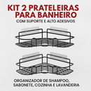 Kit Prateleiras Adesivas para Banheiro e Cozinha com Suporte