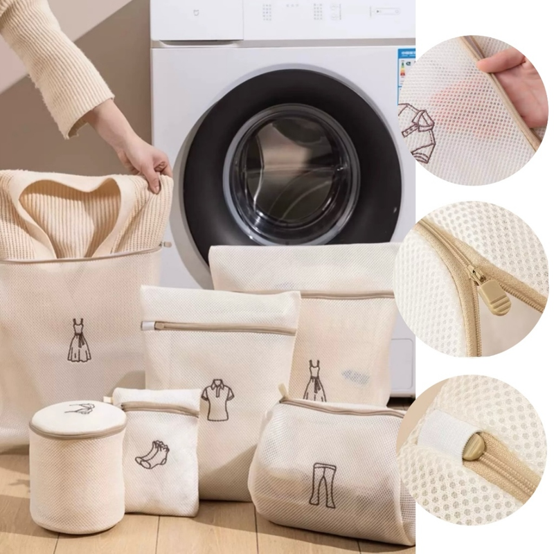 Kit 6 Sacos Lava Roupa Facil Para Máquina de Lavar Delicadas Íntimas Organizador de Roupas Ziper