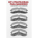 Kit Prateleiras Adesivas para Banheiro e Cozinha com Suporte