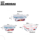 Kit Pote de Vidro Hermético Retangular 10 / 5 Unid Travas Marmita Fit Microondas Mantimentos