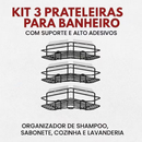 Kit Prateleiras Adesivas para Banheiro e Cozinha com Suporte