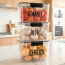 Pote Organizador de Geladeira 1,9L com Etiqueta Identificadora para Alimentos