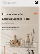 Organizador de Cosméticos em Canto Acrílico Transparente 2/3 Camadas Estilo Luxo Leve para Penteadeira Banheiro