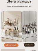 Organizador de Cosméticos em Canto Acrílico Transparente 2/3 Camadas Estilo Luxo Leve para Penteadeira Banheiro