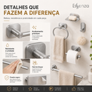 Kit Acessórios Banheiro 5 Pçs Adesivo Sem Furo Porta Toalha Papeleira Saboneteira Essenza