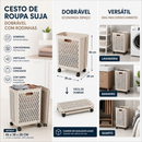 Cestos De Roupa Suja Retrátil Dobrável De Chão Com Rodinhas 46x38x28Cm
