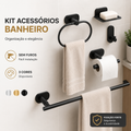 Kit 5 Acessórios para Banheiro Sem Furo com Adesivo Porta Toalha e Saboneteira