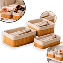 Kit 3 Cestos Organizadores De Bambu Multiuso Com Forro Lavável Retangular Decorativo Premium