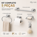 Kit Acessórios Banheiro 5 Pçs Adesivo Sem Furo Porta Toalha Papeleira Saboneteira Essenza
