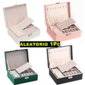 Porta Jóias em Couro com 3 Camadas e Compartimentos para Anéis, Colares e Pulseiras