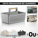Cesto Organizador Multiuso 8L Flow Com Alça Bambu Lavanderia Limpeza Armário Cozinha Plástico