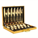 Kit Faqueiro 24 Peças Inox em Maleta – Dourado ou Prata