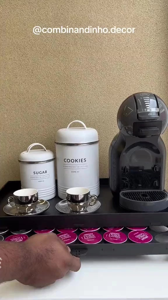 Bandeja Cantinho do Café com Gaveta 40 Cápsulas Compatível para Dolce Gusto e Diversos Modelos Café