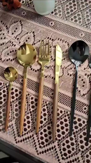 Belifou Kit 24 Jogo De Talheres Aço Inoxidável Rosa Dourado Resistente ao Desbotamento