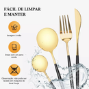 Belifou Kit 24 Jogo De Talheres Aço Inoxidável Rosa Dourado Resistente ao Desbotamento