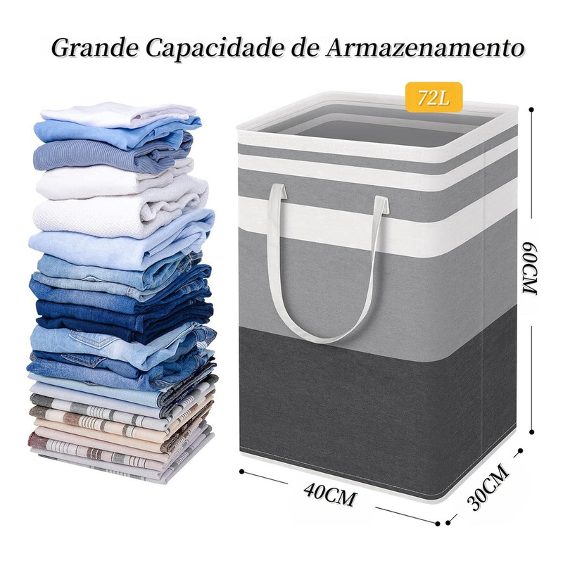 Cesto De Roupa Grande Saco Dobrável Para Roupa Suja 72l