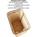 Cesto De Roupa Suja Bambu Dobravel Organizador 72L Forrado Banheiro 60cm Grande Cesto Retangular