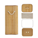 Cesto De Roupa Suja Bambu Dobravel Organizador 72L Forrado Banheiro 60cm Grande Cesto Retangular