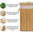 Cesto De Roupa Suja Bambu Dobravel Organizador 72L Forrado Banheiro 60cm Grande Cesto Retangular