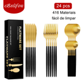Kit 24 Talheres Aço Inox Rosa Dourado ou Preto – Antiferrugem
