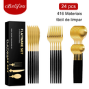Kit 24 Talheres Aço Inox Rosa Dourado ou Preto – Antiferrugem