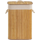 Cesto De Roupa Suja Bambu Dobravel Organizador 72L Forrado Banheiro 60cm Grande Cesto Retangular
