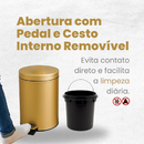 Lixeira Dourada Inox com pedal Multiuso 3L Crie & Construa