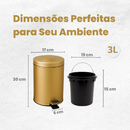 Lixeira Dourada Inox com pedal Multiuso 3L Crie & Construa