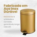 Lixeira Dourada Inox com pedal Multiuso 3L Crie & Construa