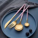 Belifou Kit 24 Jogo De Talheres Aço Inoxidável Rosa Dourado Resistente ao Desbotamento