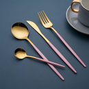 Belifou Kit 24 Jogo De Talheres Aço Inoxidável Rosa Dourado Resistente ao Desbotamento