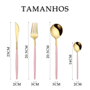 Belifou Kit 24 Jogo De Talheres Aço Inoxidável Rosa Dourado Resistente ao Desbotamento
