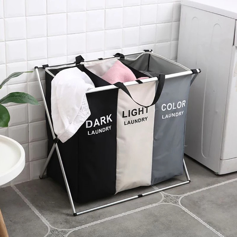 Cesto Roupa Suja cesto de roupa suja moderno Dobravel 3 Compartimentos Organizador Grande