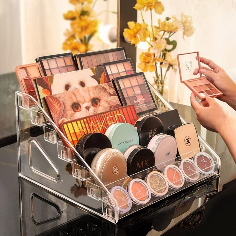 Organizador acrílico de 7 camadas para sombras e blush