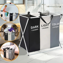 Cesto de Roupa Suja Dobrável 3 Compartimentos para Separar Roupas