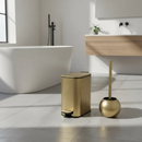 Kit Lixeira Dourada Banheiro Lavabo Inox Escova Sanitaria Moderna Premium Durável