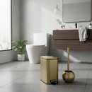 Kit Lixeira Dourada Banheiro Lavabo Inox Escova Sanitaria Moderna Premium Durável