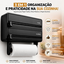 Organizador de Cozinha 3 em 1 – Porta Papel Toalha, Filme e Alumínio