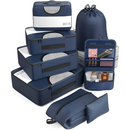 Kit 8 Bolsas Organizadoras para Mala de Viagem em Poliéster com Zíper
